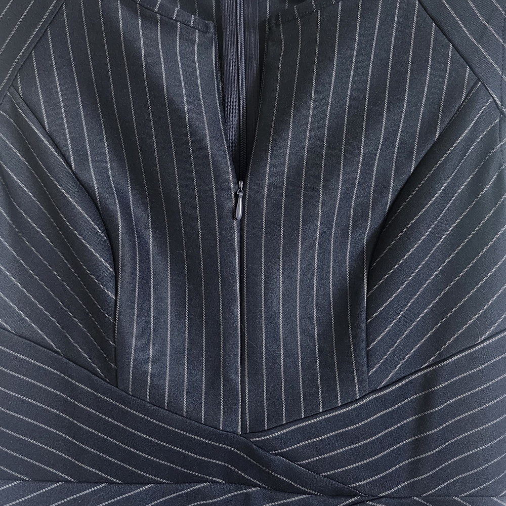 Elegant Navy Pinstripe Dress - Picture 4 of 13